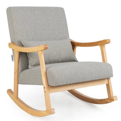 Rocking Chair Upholstered Relaxing Recliner Armchair With Soft Cushion & Pillow - image 1