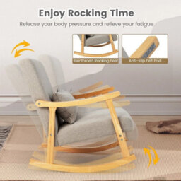 Rocking Chair Upholstered Relaxing Recliner Armchair With Soft Cushion & Pillow - thumbnail 5
