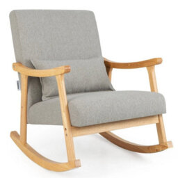 Rocking Chair Upholstered Relaxing Recliner Armchair With Soft Cushion & Pillow - thumbnail 1