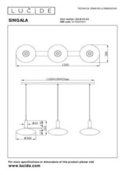 Lucide Singala Modern Pendant Light - 3Xe27 - Matt Gold / Brass - thumbnail 9
