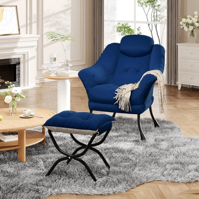 Modern Soft Lounge Chair Set, Ottoman, Upholstered Sofa With Armrests, Side Pocket, Living Room Seating, Green - image 1