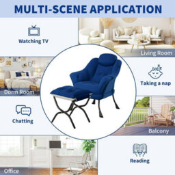 Modern Soft Lounge Chair Set, Ottoman, Upholstered Sofa With Armrests, Side Pocket, Living Room Seating, Green - thumbnail 4