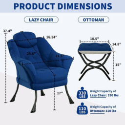 Modern Soft Lounge Chair Set, Ottoman, Upholstered Sofa With Armrests, Side Pocket, Living Room Seating, Green - thumbnail 2