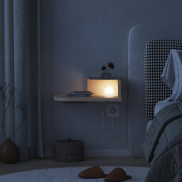 Decortie Luno Modern Floating Corner Bedside Table Nightstand Wall-Mounted Led 30Cm Sonoma Oak Bedroom - thumbnail 4