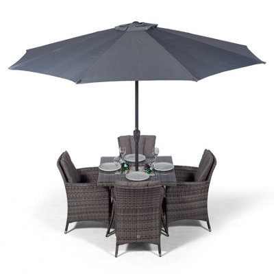 That's Furniture Savannah Square 4 Seater Patio Dining Set With Ice Bucket Drinks Cooler - Grey - image 1