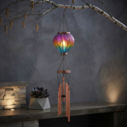 Pluto Packaging 104Cm Solar Powered Rainbow Flame Hot Air Balloon Wind Chime - thumbnail 1