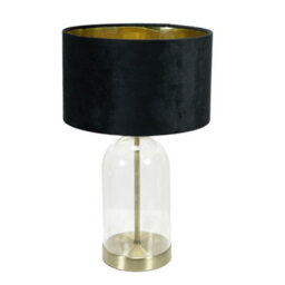 Valuelights Jessy Glass With Gold Trim Table Lamp With Black Velvet With Gold Inner Lamp Shade - thumbnail 2