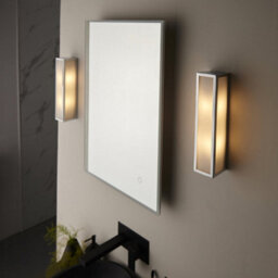 Bathroom Wall Light Fitting - Chrome Plate & Frosted Glass Shade - Twin Lamp - thumbnail 5