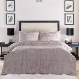 Laurence Llewelyn-Bowen Firenza Damask Velvet Linen Duvet Cover Set - thumbnail 1