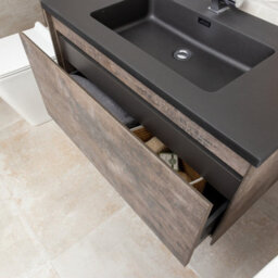 Plum&clay Rigel Metallic Wall Hung Bathroom Vanity Unit With Black Basin (W)900mm (H)450mm - thumbnail 6