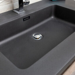 Plum&clay Rigel Metallic Wall Hung Bathroom Vanity Unit With Black Basin (W)900mm (H)450mm - thumbnail 5