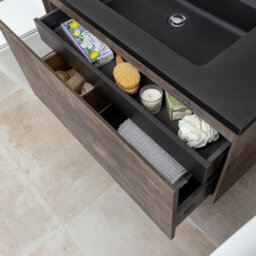 Plum&clay Rigel Metallic Wall Hung Bathroom Vanity Unit With Black Basin (W)900mm (H)450mm - thumbnail 8