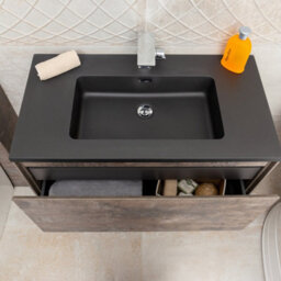 Plum&clay Rigel Metallic Wall Hung Bathroom Vanity Unit With Black Basin (W)900mm (H)450mm - thumbnail 7