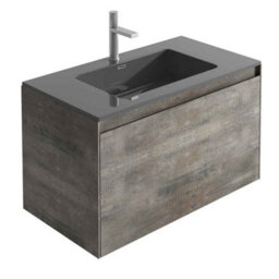 Plum&clay Rigel Metallic Wall Hung Bathroom Vanity Unit With Black Basin (W)900mm (H)450mm - thumbnail 1