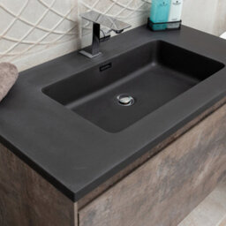 Plum&clay Rigel Metallic Wall Hung Bathroom Vanity Unit With Black Basin (W)900mm (H)450mm - thumbnail 4