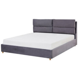 Beliani Ottoman Bed Velvet Batilly 180 X 200 Cm (Eu Super King) Grey - thumbnail 4