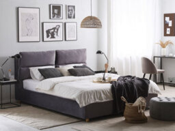 Beliani Ottoman Bed Velvet Batilly 180 X 200 Cm (Eu Super King) Grey - thumbnail 2