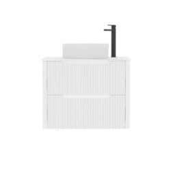Royal Bathrooms Avenza 700mm Matt White Wall Hung Bathroom Countertop Vanity Unit 2 Drawer With Round Basin - thumbnail 6