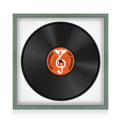 "16X16"" Green Classic Vinyl Record Frame With White Mount For 12 Inch Lp Disc - Ak Frames" - image 1