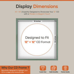 "16X16"" Green Classic Vinyl Record Frame With White Mount For 12 Inch Lp Disc - Ak Frames" - thumbnail 2