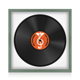 "16X16"" Green Classic Vinyl Record Frame With White Mount For 12 Inch Lp Disc - Ak Frames" - thumbnail 1