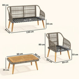 Outsunny 4 Piece Rattan Garden Furniture Set W/ Thick Cushions, Cream White - thumbnail 3