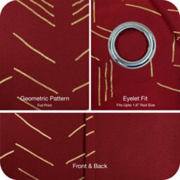 Deconovo Foil Printed Thermal Curtains 46 X 90 Inch Dark Red 2 Panels Super Soft Ring Top Blackout Curtains For Bedroom - thumbnail 8
