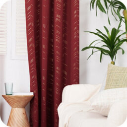 Deconovo Foil Printed Thermal Curtains 46 X 90 Inch Dark Red 2 Panels Super Soft Ring Top Blackout Curtains For Bedroom - thumbnail 6