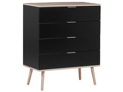 Beliani Black Chest Of Drawers, 4 Deep Drawers, 93 X 79 Cm, Matt Finish - image 1