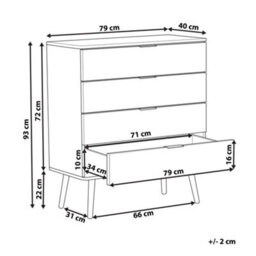 Beliani Black Chest Of Drawers, 4 Deep Drawers, 93 X 79 Cm, Matt Finish - thumbnail 3