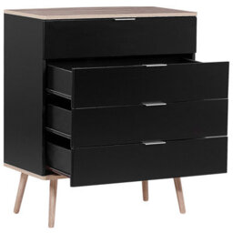 Beliani Black Chest Of Drawers, 4 Deep Drawers, 93 X 79 Cm, Matt Finish - thumbnail 4