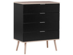Beliani Black Chest Of Drawers, 4 Deep Drawers, 93 X 79 Cm, Matt Finish - thumbnail 1