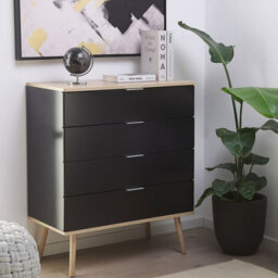 Beliani Black Chest Of Drawers, 4 Deep Drawers, 93 X 79 Cm, Matt Finish - thumbnail 2