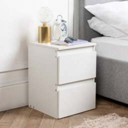 Home Treats 2 Drawer Bedside Chest White H(470mm) W(400mm) D(360mm) - thumbnail 3