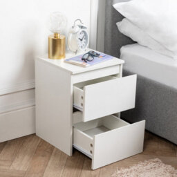 Home Treats 2 Drawer Bedside Chest White H(470mm) W(400mm) D(360mm) - thumbnail 5