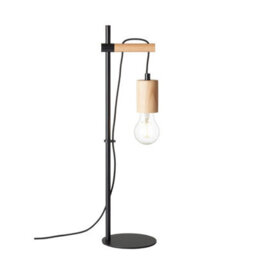 Luminosa Lighting Luminosa Sven Complete Table Lamp, Matt Black, Natural Wood