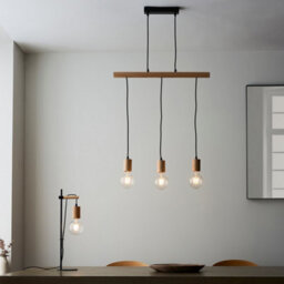 Luminosa Lighting Luminosa Sven Complete Table Lamp, Matt Black, Natural Wood - thumbnail 4