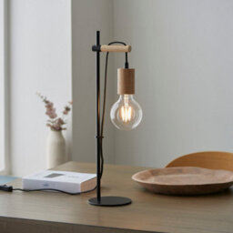 Luminosa Lighting Luminosa Sven Complete Table Lamp, Matt Black, Natural Wood - thumbnail 5