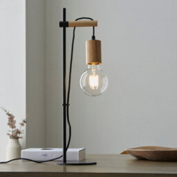 Luminosa Lighting Luminosa Sven Complete Table Lamp, Matt Black, Natural Wood - thumbnail 3