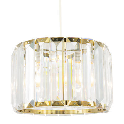 Happy Homewares Contemporary Easy Fit Gold Pendant Shade With Clear Acrylic Rectangular Rods - image 1