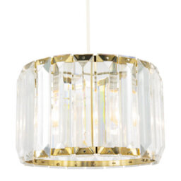 Happy Homewares Contemporary Easy Fit Gold Pendant Shade With Clear Acrylic Rectangular Rods - thumbnail 1
