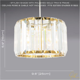 Happy Homewares Contemporary Easy Fit Gold Pendant Shade With Clear Acrylic Rectangular Rods - thumbnail 6