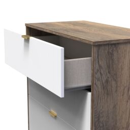 Nashville Ready Assembled Matt White & Oak 3 Drawer Chest (H)791mm (W)766mm (D)395mm - thumbnail 4