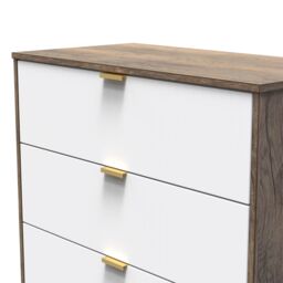 Nashville Ready Assembled Matt White & Oak 3 Drawer Chest (H)791mm (W)766mm (D)395mm - thumbnail 3