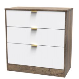 Nashville Ready Assembled Matt White & Oak 3 Drawer Chest (H)791mm (W)766mm (D)395mm - thumbnail 2