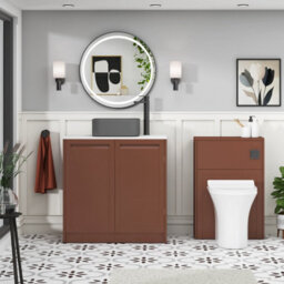 Royal Bathrooms Royal Bathroom Elmore 800mm Terracotta Clay Freestanding Countertop Bathroom Vanity Unit 2 Door With Art Square Basin - thumbnail 5
