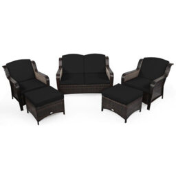 Costway 5Pcs Patio Furniture Set Garden Rattan Conversation Sofa Set W/cushion-Black - thumbnail 7