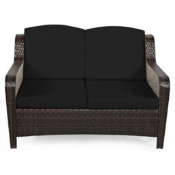 Costway 5Pcs Patio Furniture Set Garden Rattan Conversation Sofa Set W/cushion-Black - thumbnail 8