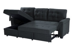 Corner Sofa Bed, L-Shaped Corner Sofa Bed With Storage, Settee Sleep Reversible Storage Chaise - Linen Dark Gray - thumbnail 6