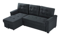 Corner Sofa Bed, L-Shaped Corner Sofa Bed With Storage, Settee Sleep Reversible Storage Chaise - Linen Dark Gray - thumbnail 5